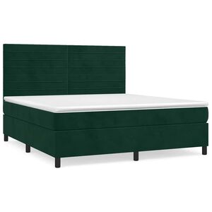 vidaXL Sommier &agrave; lattes de lit et matelas Vert fonc&eacute; 180x200cm Velours