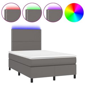 vidaXL Sommier &agrave; lattes de lit avec matelas et LED Gris 120x200 cm