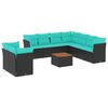 vidaXL Salon de jardin 11 pcs avec coussins noir r&eacute;sine tress&eacute;e