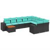 vidaXL Ensemble de canap&eacute; de jardin 10 pcs avec coussins noir r&eacute;sine tress&eacute;e