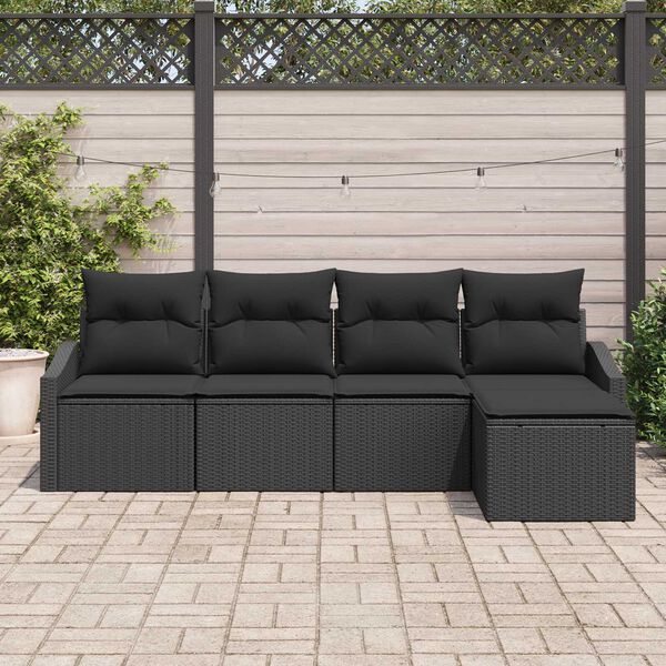 vidaXL Ensemble de Canap&eacute;s avec coussin 5 pcs Noir polyrotin