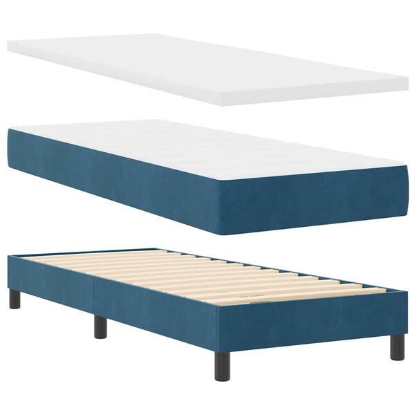 vidaXL Lit &agrave; ressorts avec matelas Bleu fonc&eacute; 200 x 80 cm Velours