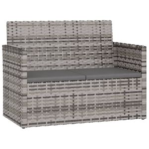 vidaXL Banc de jardin avec coussins Gris 105 cm R&eacute;sine tress&eacute;e
