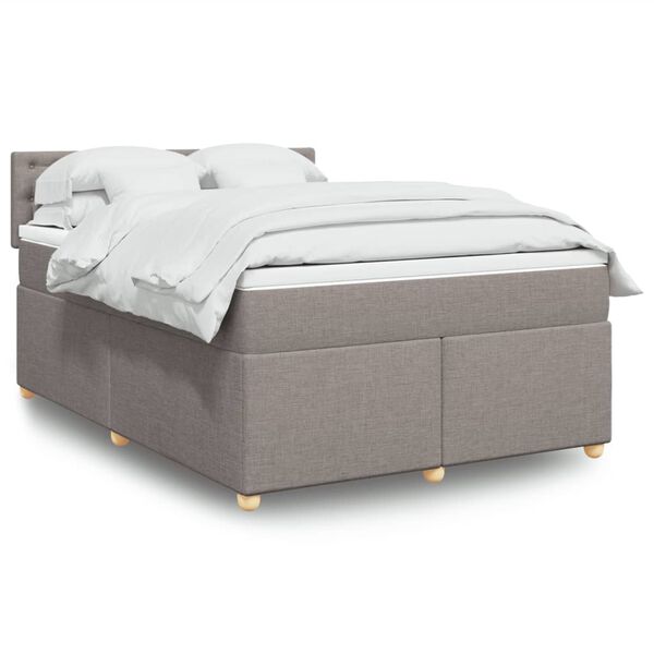 vidaXL Sommier &agrave; lattes de lit avec matelas Taupe 140x190 cm Tissu