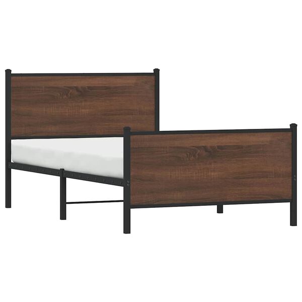 vidaXL Cadre de lit en m&eacute;tal sans matelas ch&ecirc;ne marron 100x200 cm