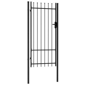 vidaXL Portillon simple porte avec dessus &agrave; pointe Acier 1x2 m Noir