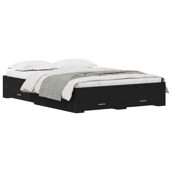 vidaXL Cadre de lit Chêne noir 140 x 200 cm Bois d'ingénierie