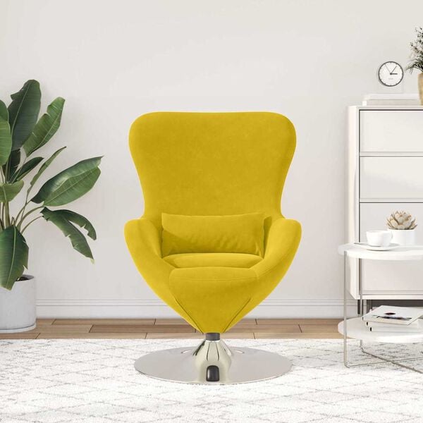 vidaXL Fauteuil &oelig;uf Jaune Velours