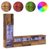 vidaXL Unit&eacute; murale de TV avec LED 4 pcs Bois ancien Bois d'ing&eacute;nierie