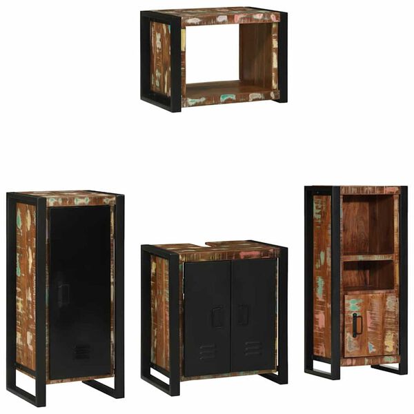 vidaXL Ensemble de mobilier de salle de bain 4 pcs Bois Recyclé Solide