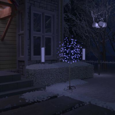 vidaXL Sapin de Noël 120 LED bleu Cerisier en fleurs 150 cm