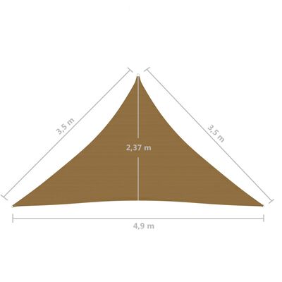 vidaXL Voile d'ombrage 160 g/m² Taupe 3,5x3,5x4,9 m PEHD