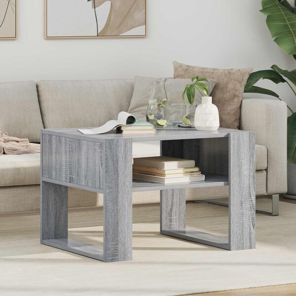 vidaXL Table basse Gris Sonoma 66 x 53 x 45 cm Bois d'ing&eacute;nierie