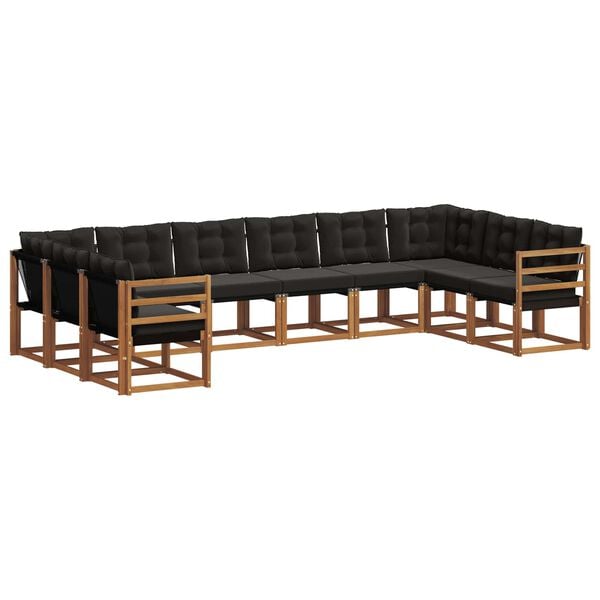 vidaXL Ensemble de canap&eacute;s d'ext&eacute;rieur 10 pcs Naturel et Noir