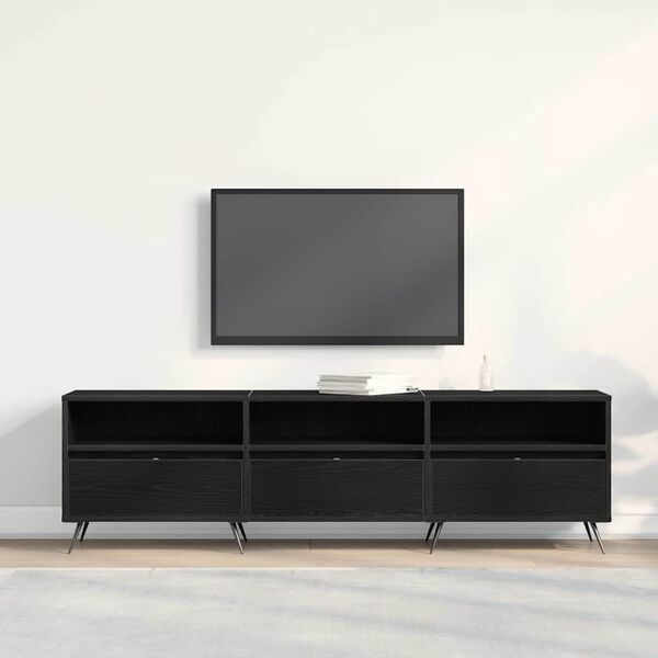 vidaXL Meuble TV Ch&ecirc;ne noir 150 x 30 x 44,5 cm Bois d'ing&eacute;nierie