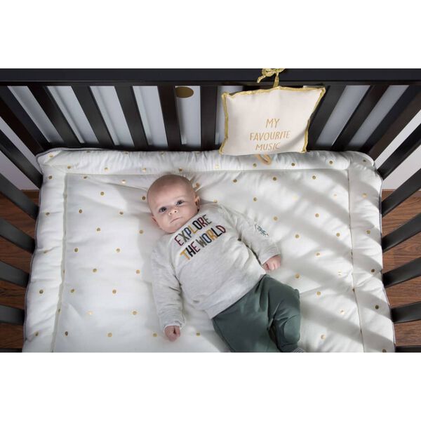 CHILDHOME Tapis de parc pour enfants 95x75 cm Jersey Pois dor&eacute;s