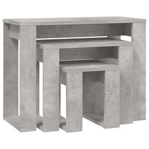 vidaXL Tables gigognes 3 pcs Gris b&eacute;ton Bois d'ing&eacute;nierie