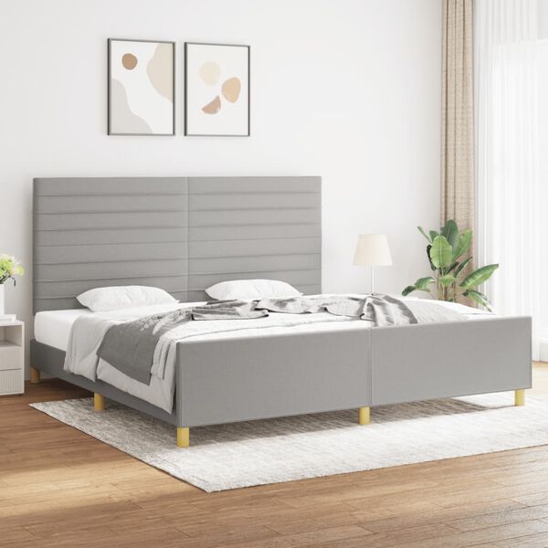 vidaXL Cadre de lit sans matelas gris clair 200x200 cm tissu