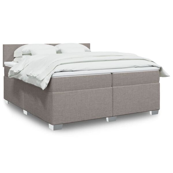 vidaXL Sommier &agrave; lattes de lit avec matelas Taupe 200x200 cm Tissu