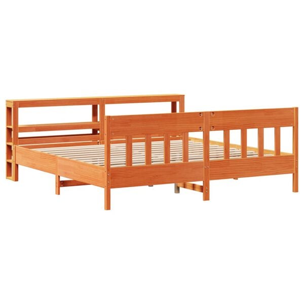 vidaXL Cadre de lit sans matelas cire marron 200x200cm bois pin massif