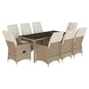 vidaXL Ensemble &agrave; manger de jardin et coussins 9 pcs beige Poly rotin