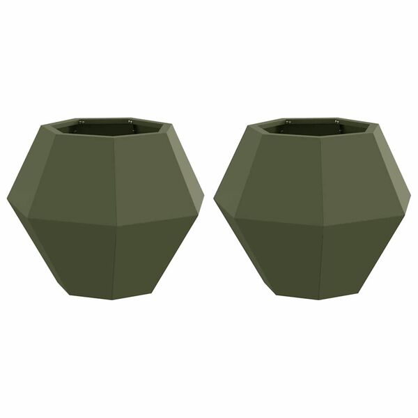 vidaXL Jardini&egrave;re 2 pcs Vert olive 50 x 50 x 40 cm Acier