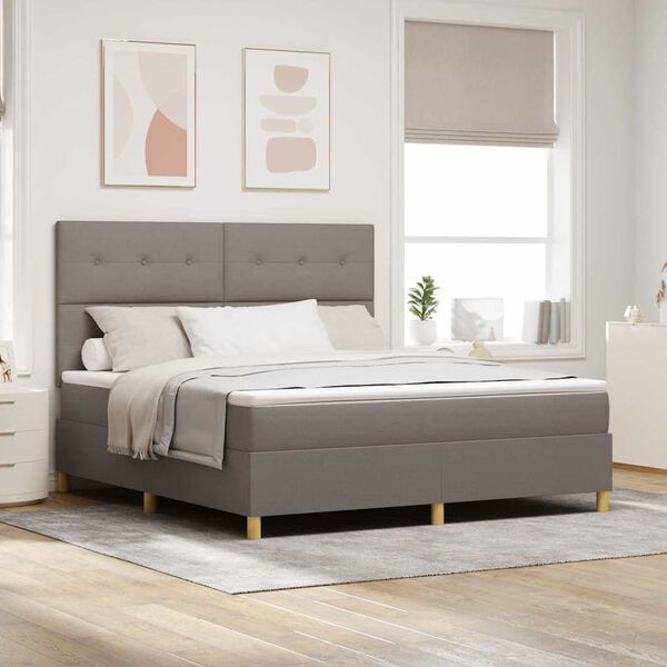 vidaXL Lit &agrave; ressorts avec matelas Taupe 180 x 200 cm tissu