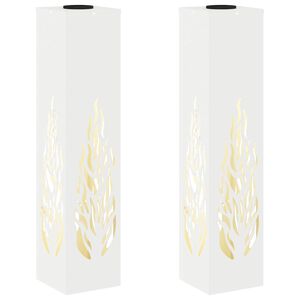 vidaXL Lumi&egrave;re de chemin LED solaire 2 pc Blanc chaud 18 x 18 x 80 cm