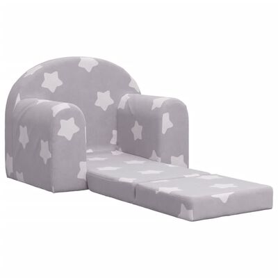 Vidaxl canapé-lit enfant 2 places gris clair étoiles peluche douce