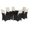 vidaXL Ensemble &agrave; manger de jardin coussins 7 pcs noir r&eacute;sine tress&eacute;e