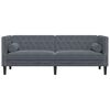 vidaXL Canap&eacute; Chesterfield avec traversins 3 places gris fonc&eacute; velours