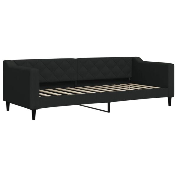 vidaXL Lit de jour avec lit gigogne et matelas noir 80x200 cm tissu