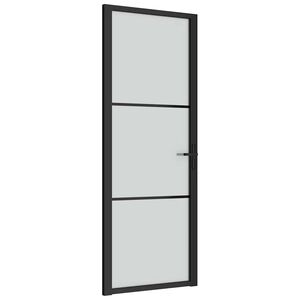 vidaXL Porte int&eacute;rieure 76x201,5 cm Noir Verre mat et aluminium