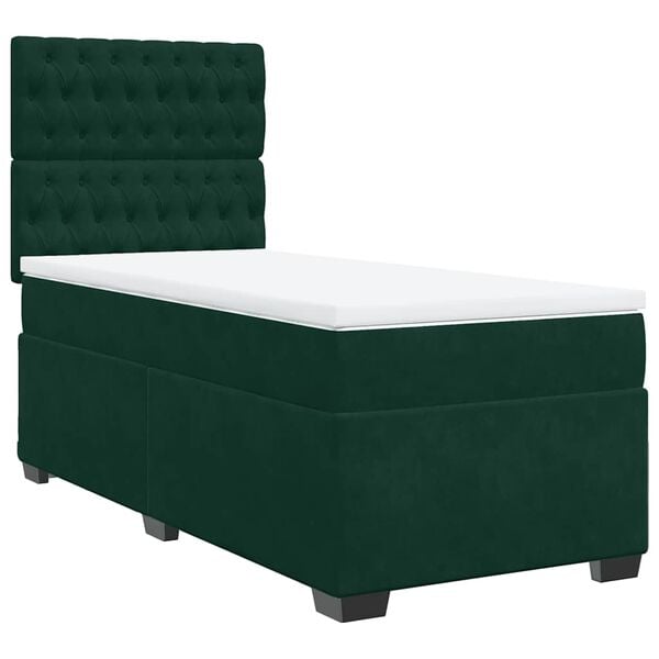 vidaXL Sommier &agrave; lattes de lit avec matelas Vert fonc&eacute; 100x200 cm