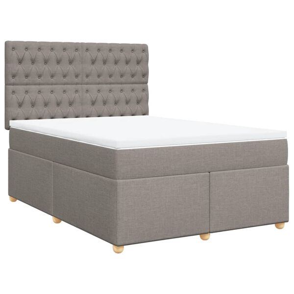 vidaXL Sommier &agrave; lattes de lit avec matelas Taupe 160x200 cm Tissu