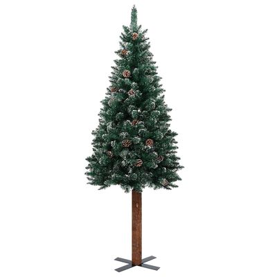 vidaXL Sapin de Noël mince bois véritable et neige blanche vert 180 cm