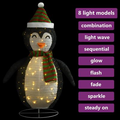 vidaXL Décoration de Noël pingouin à LED Tissu de luxe 60 cm