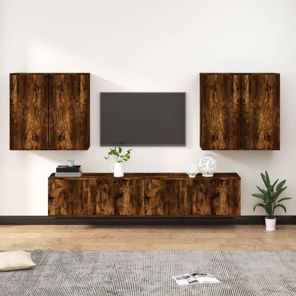 vidaXL Ensemble de meubles TV 6 pcs Ch&ecirc;ne fum&eacute; Bois d'ing&eacute;nierie