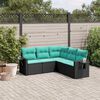 vidaXL Salon de jardin 5 pcs avec coussins noir r&eacute;sine tress&eacute;e