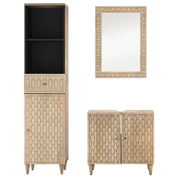 vidaXL Ensemble de meubles de salle de bain 3 pcs bois manguier massif