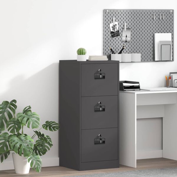 vidaXL Cabinet de Dossier avec tiroir Noir 45,5 x 42 x 106,5 cm