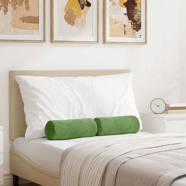 vidaXL Coussins d'accent 2 pcs Vert clair Ø 15 x 40 cm