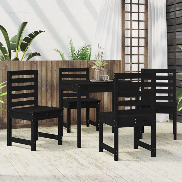 vidaXL Ensemble &agrave; manger de jardin 5 pcs noir bois massif de pin