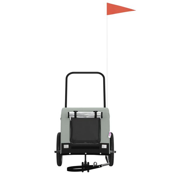 vidaXL Remorque de vélo pour animaux de compagnie gris et noir