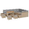 vidaXL Ensemble de canap&eacute; de jardin 13 pc Beige polyrotin