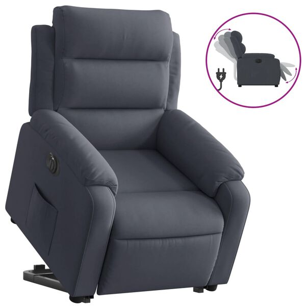 vidaXL Fauteuil inclinable &eacute;lectrique gris fonc&eacute; velours