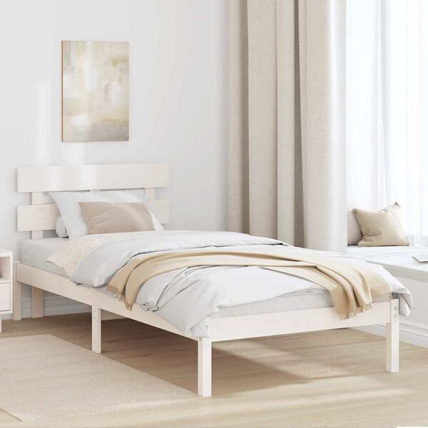 vidaXL Cadre de lit Blanc 80 x 200 cm Bois de pin massif
