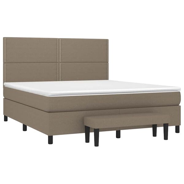 vidaXL Sommier &agrave; lattes de lit avec matelas Taupe 180x200 cm Tissu