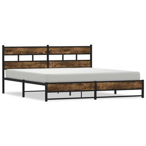 vidaXL Cadre de lit en m&eacute;tal sans matelas ch&ecirc;ne fum&eacute; 180x200 cm