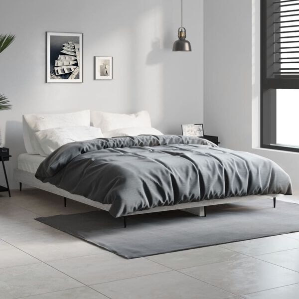 vidaXL Cadre de lit sans matelas sonoma gris 135x190 cm
